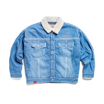 江戶勝｜男裝｜伊賀忍者手裡劍刺繡牛仔外套