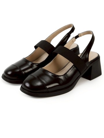 FM SHOES 彈性帶靜音跟後空瑪莉珍鞋 黑